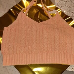 American Eagle Pink Ribbed Sleeveless Crop Top